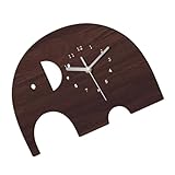 INOOMP Elefanten Wanduhr Holz Cartoon Kinderzimmer Dekorative Lautlose Uhr...
