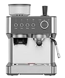 ZACHVO Siebträgermaschine, Espressomaschine mit Mahlwerk, 30 Mahlgrade, 15...