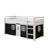 Homestyle4u 2538, tolles Kinderhochbett Pirat weiß schwarz 90 x 200 cm...