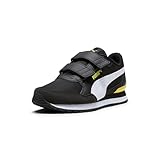 PUMA Unisex-Kinder St Runner Hook and Loop Sneaker, Black White-Meadowlark