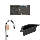 SCHOCK® Küchenspüle Typos D-100S Asphalt 86x43,5 cm - CRISTALITE® Grau...