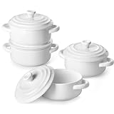 MALACASA Mini Cocotte Set – 4 Stück kleine Auflaufförmchen aus...