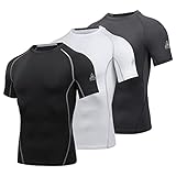 AMZSPORT Herren Kompressionsshirt Kurzarm T-Shirts Schnell Trocknend Gym...