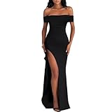 AOWVUTS Damen Ballkleider Lang Abendkleid mit Schlitz Schulterfrei Sexy...