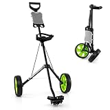 COSTWAY Golf Trolley, 2 Rad Golftrolley klappbar, Golfwagen aus Stahl, mit...