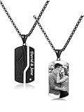 Jovivi Personalisierte Dog Tag Halskette mit Foto und Textgravur...