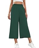 HMIYA Damen 3/4 Culotte Hose Leichte Weites Bein Sommerhose,Grün,M