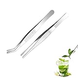 Wjelet 2 Stück Pinzetten Set, Edelstahl Gebogene Pinzette + Gerade...