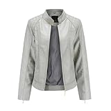 Damen-Mantel mit Stehkragen, Punk-Lederjacke, Stehkragen, Moto-Outdoor,...
