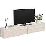 IDMarket - TV-Möbel 180 cm hängend Elio 2 Holztüren Travertin-Effekt
