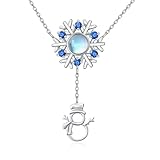 TYSO Schneeflocke Halskette 925 Sterling Silber Schneemann Halskette Winter...