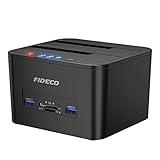 FIDECO Docking Station für 2 SATA-Festplatten, USB 3.0, Klonfunktion,...