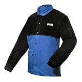 QeeLink Schweisserjacke mit geteilten Lederärmeln | Hochwertige, schwer...