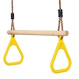 Leogreen Kinder Holz Trapeze Schaukel mit Kunststoff Turnringe, Aufhängen...