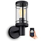 SSC-LUXon MIENTO Wandleuchte Außen wetterfest IP44 mit Smart Home WiFi E27...