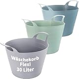 Wäschekorb Plastik Flexi 3er Set - 30 Liter Vielseitige Wäschewanne mit...