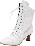 Damen Vintage Viktorianische Stiefel Mid Calf Ankle Boots Spitz Toe Boot...