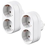 2 Stück Doppelstecker für Steckdose Steckdosenleiste Max 3680W...