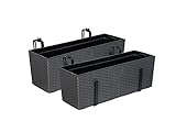 Set: 2 x XL Balkonkasten, Pflanzkasten mit Wasserspeicher im Rattan Design...