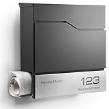 Moderner Briefkasten Personalisierbar Tokio Anthrazit RAL7016 - mit...