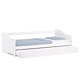 Homestyle4u Holzbett Tagesbett 90x200 ausziehbar Weiß mit Lattenrost...