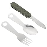 TOGEVAL Edelstahl Campingbesteck Set Klappbar mit Messer Gabel Löffel...