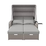 Polyrattan Gartensofa 2-Sitzer mit verstellbarer Rückenlehne, umwandelbar...