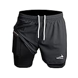 Herren Laufshorts 2 in 1 Shorts Gym Athletic Shorts Outdoor Marathon...