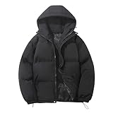 Daunenjacke Herren Puffer Mit Kapuze Jacke Parka Gefüttert Schwarz...