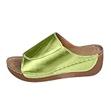 Schlappen Damen Sommer Arch Support Bequem Keilsandalen Leder Schlichtes...