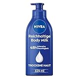 NIVEA Reichhaltige Body Milk (625 ml), für 48h Feuchtigkeitspflege, Lotion...