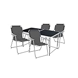 Mojawo 5tlg. Campingmöbel Set Alu 120x60x58/70cm 1x XXL Campingtisch Black...