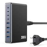 200W USB C Ladegerät Mehrfach, 8-in-1 GaN III USB C Netzteil...