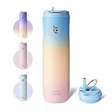 BOTTLE BOTTLE Isolierte Edelstahl Trinkflasche 750 ml mit Strohhalm, Deckel...