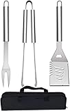 QH7 3PCS Edelstahl Grillbesteck-Set, Professionelle Grill Bestecksets in...