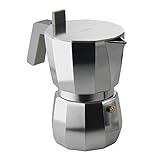 Alessi DC06/6 Espressokocher aus Aluminium, Silber / Schwarz