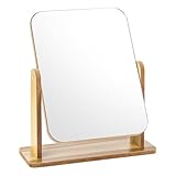 Lnjya Standspiegel Klein, Stehend Holz Beauty Kosmetikspiegel, 28 x 24 cm...