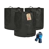 DIVID® Gartensäcke mit Trageschlaufen Schwarz |Gartensack 3x 272L Set...