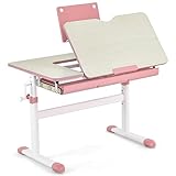 COSTWAY Kinderschreibtisch 51-73cm Höhenverstellbar, Schülerschreibtisch...