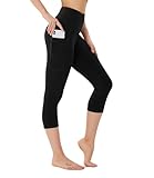 FOTOCITI 3/4 Leggings Damen mit Tasche Capri Leggins High Waist Caprihose...