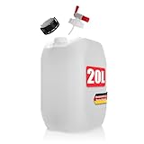 BigDean Wasserkanister 20L mit Auslaufhahn + Schraubdeckel naturweiß - BPA...