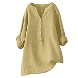 Damen Langarm Bluse V Ausschnitt| Oversized Hemd 3/4 Arm Langarmshirt...