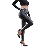 North Bund Damen Kunstleder Thermo Leggings High Waist Lederhose Winter...