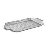 BURNHARD Grillschale 27,5 x 19 x 2 cm aus Edelstahl für Gemüse, Fleisch...