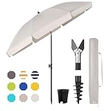 Sekey 180 cm Sonnenschirm Balkon mit Bodenhülse & Schutzhülle, Neigungs...