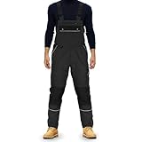 TMG® | Lange Arbeitslatzhose Herren, Schwarze Latzhose mit...
