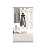 Vera Garderobe mit Spiegel weiß matt - Kompaktgarderobe, Dielenschrank,...