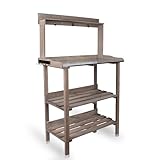 UNUS Pflanztisch aus Holz mit Zink-Arbeitsplatte, 78x36x131 cm, Pflanzregal...