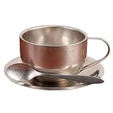 Edelstahl-Cappuccinotassen, Espressotassen-Set mit Untertasse und Löffel,...