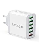 USB Ladegerät, 6-Ports Ladeadapter 33W adapter Ladestecker mit QC 3.0...